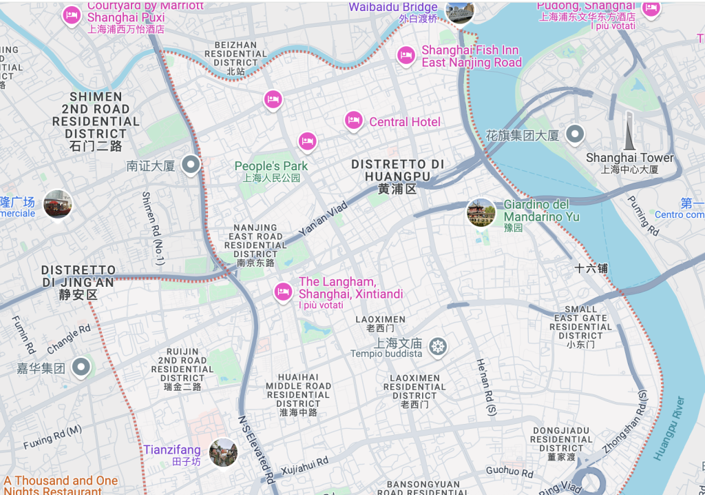 cartina distretto di Huangpu, Shanghai