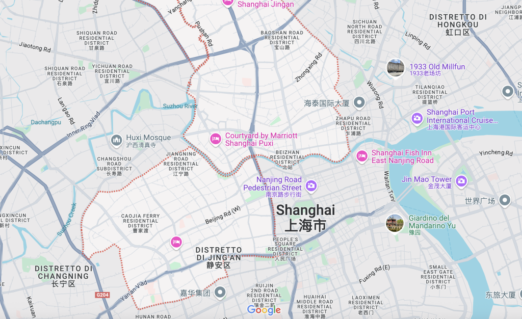 cartina distretto di Jingan, Shanghai